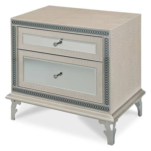 AICO Furniture - Hollywood Swank Upholstered Nightstand in Crystal Croc - NT03040-09 - GreatFurnitureDeal