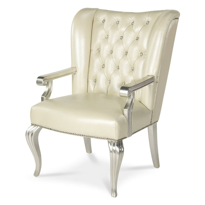 AICO Furniture - Hollywood Swank Modern Crystal Tufted Desk chair in Creamy Pearl - 03244-14