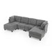 GFD Home - U shape Modular Sectional Sofa，DIY Combination，includes Two Single Chair ，Two Corner and Two Ottoman，Grey Chenille - GreatFurnitureDeal