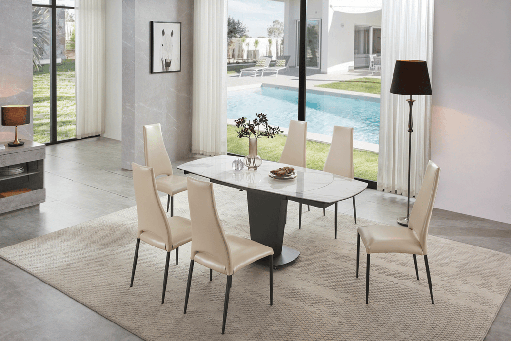 ESF Furniture - 2417 Dining Table Grey Taupe 7 Piece Dining Room Set - 2417TABLEBROWN-7SET