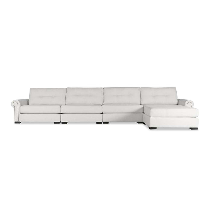 Nativa Interiors - Sylviane Buttoned Modular Sectional 76"D With Ottoman Off White - SEC-SYLV-BTN-CL-UL2-5PC-PF-WHITE - GreatFurnitureDeal