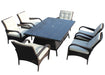 GFD Home - Patio 7-Piece Rectangular Dining Set with 6 Dining Chairs (Brown &Beige Cushion ) - GreatFurnitureDeal