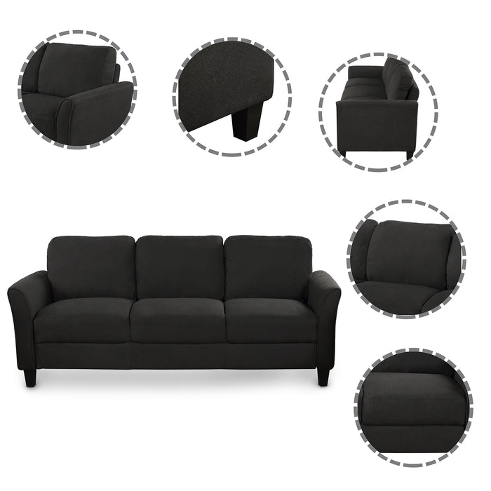 GFD Home - Living Room Sets Furniture Armrest Sofa Single Chair Sofa Loveseat Chair 3-Seat Sofa (ChairLoveseat Chair&3-Seat Sofa, Black) - GreatFurnitureDeal