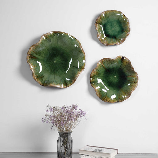 Uttermost - Abella Green Ceramic Wall Decor, S-3 in Green - 04247