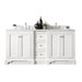 James Martin Furniture - De Soto 72" Double Vanity, Bright White, w- 3 CM Classic White Quartz Top - 825-V72-BW-3CLW - GreatFurnitureDeal