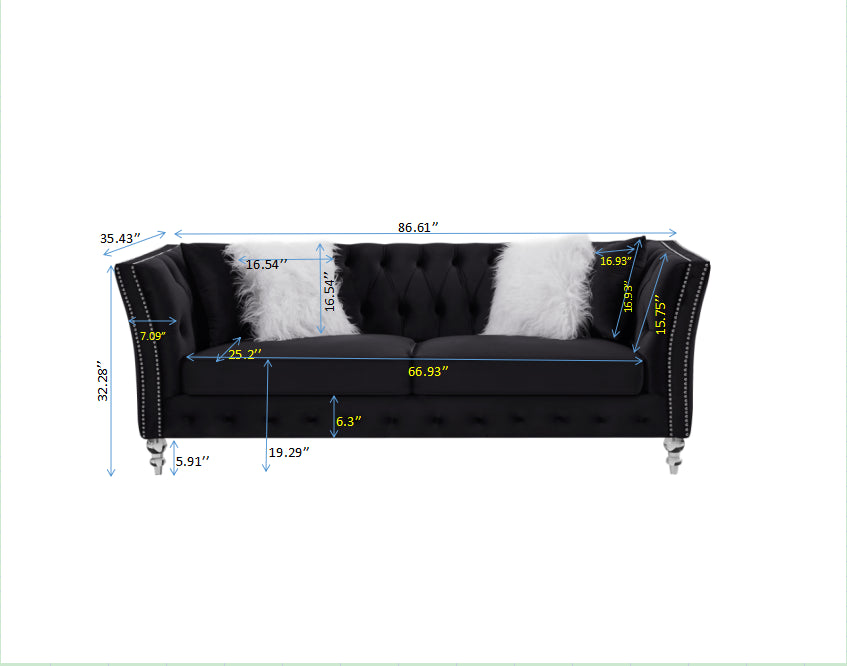 GFD Home - L8085B Two-seat + three-seat modular sofa black - GreatFurnitureDeal