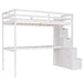 GFD Home - L-Shaped Twin Size Bunk Bed and Loft Bed with Built-in Middle Staircase and Desk, White - GreatFurnitureDeal