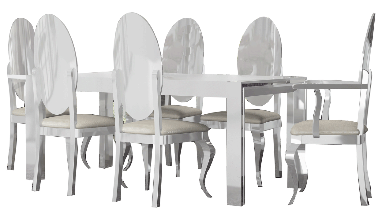 ESF Furniture - Carmen Dining Table 5 Piece Dining Room Set in White - CARMENTABLEWHITE-5SET
