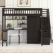 GFD Home - Full size Loft Bed with Bookshelf,Drawers,Desk,and Wardrobe-Espresso - GreatFurnitureDeal