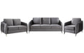 GFD Home - Hathaway Gray Velvet Fabric Sofa Loveseat Chair Living Room Set - GreatFurnitureDeal