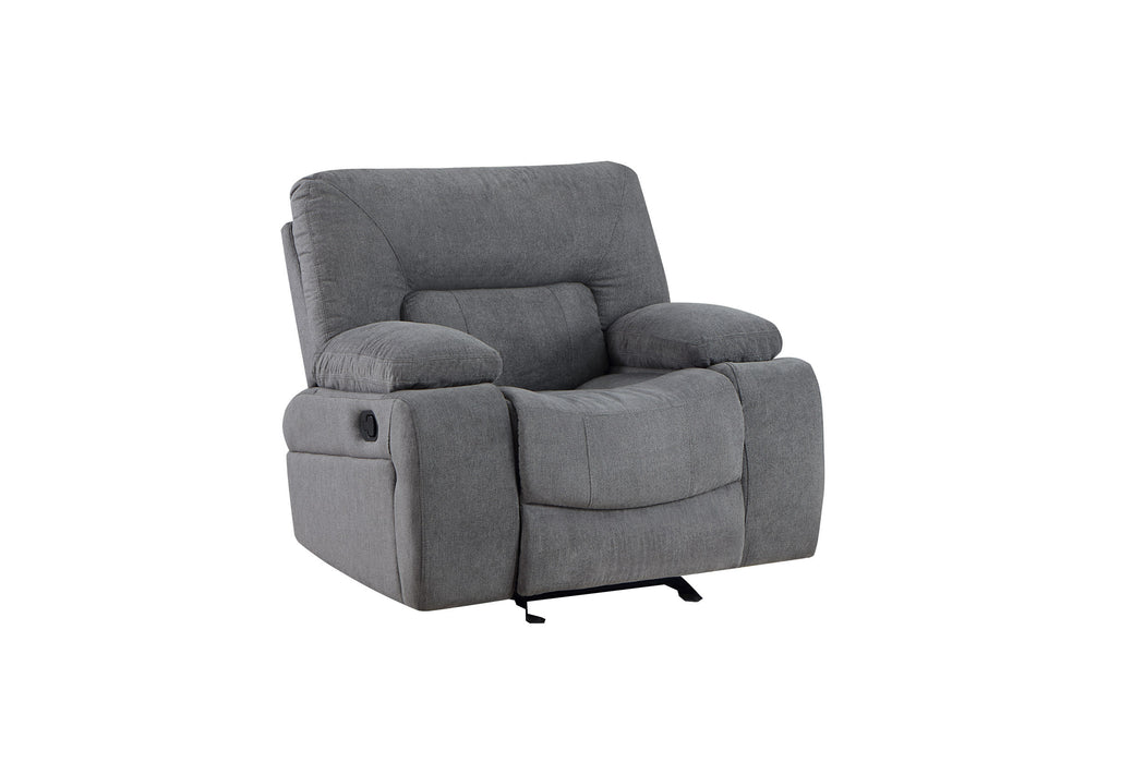 GFD Home - Ohio Manual Recliner 3Pc Living Room Set Made With Chenille Upholstery in Gray - GreatFurnitureDeal