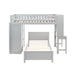 GFD Home - Twin Size Loft Bed with Closet and Desk, Extra Bottom Twin Bed, Grey - GreatFurnitureDeal