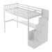 GFD Home - Twin Size Loft Bed with Staircase and Built-in Desk ,White - GreatFurnitureDeal