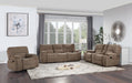 GFD Home - Ohio Manual Recliner 3Pc Living Room Set Made With Chenille Upholstery in Brown - GreatFurnitureDeal