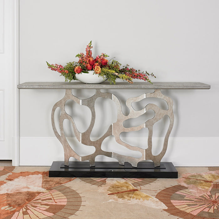 Ambella Home Collection - Sculpted Console - Silver - 07200-850-002 - GreatFurnitureDeal