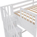 GFD Home - Stairway Twin XL Loft Bed with Twin Size Trundle and 3 Drawers, Storage, Desk, White - GreatFurnitureDeal