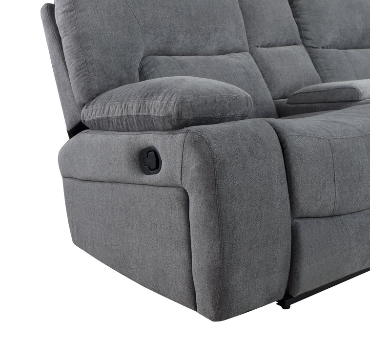 GFD Home - Ohio Manual Recliner 3Pc Living Room Set Made With Chenille Upholstery in Gray - GreatFurnitureDeal
