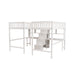 GFD Home - Twin & Twin Size Loft Bed with 2 Built-in Desks and Shelves, Storage Staircase, White - GreatFurnitureDeal