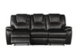 GFD Home - Hong Kong 3 Piece Power Reclining Sofa Set made with Faux Leather in Black - GreatFurnitureDeal