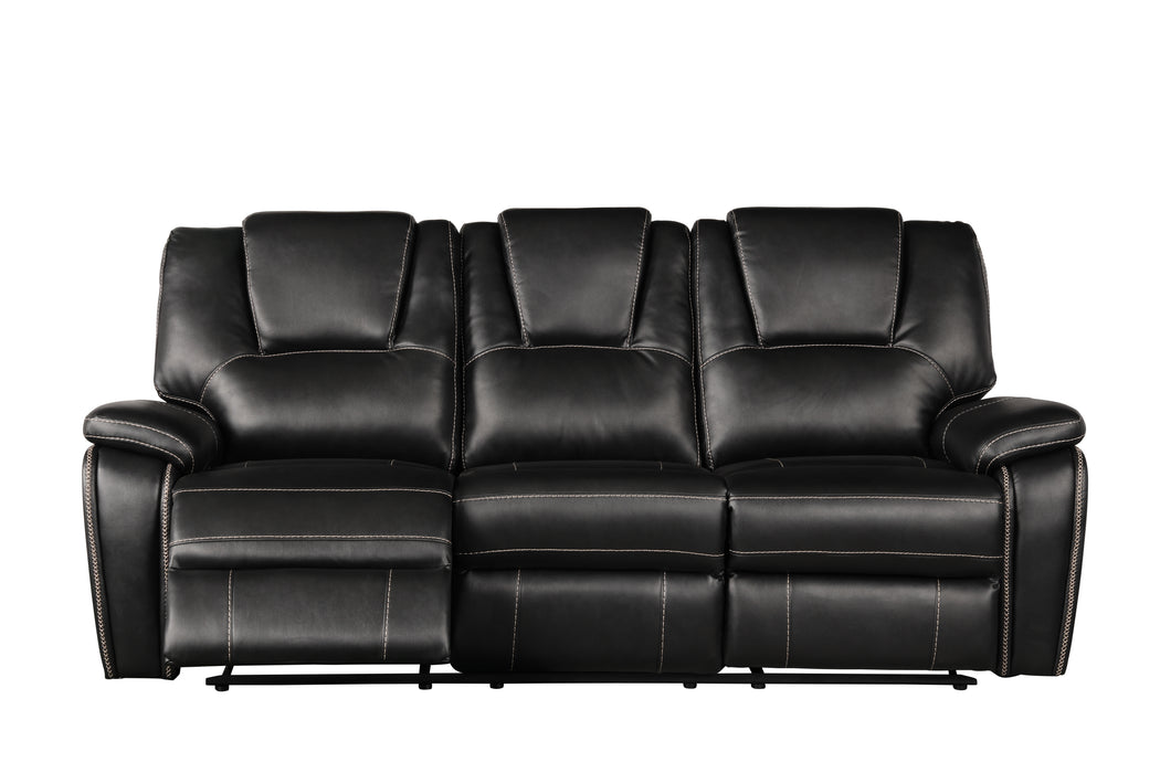 GFD Home - Hong Kong 2 Piece Power Reclining Sofa Set made with Faux Leather in Black - GreatFurnitureDeal