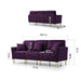 GFD Home - Modern Purple Velvet Upholstered 3-Piece Sectional Sofa Set, 3-Seater Sofa + 2 Piece Loveseat Sofa Couch with Sturdy Metel Legs for Living Room or Apartment - GreatFurnitureDeal