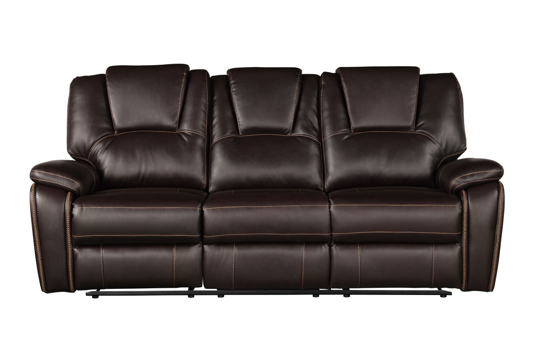 GFD Home - Hong Kong 3 Piece Power Reclining Sofa Set made with Faux Leather in Brown - GreatFurnitureDeal