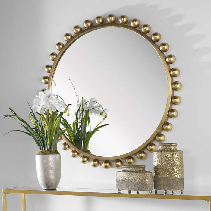 Uttermost - Cyra Gold Round Mirror - 09695 - GreatFurnitureDeal