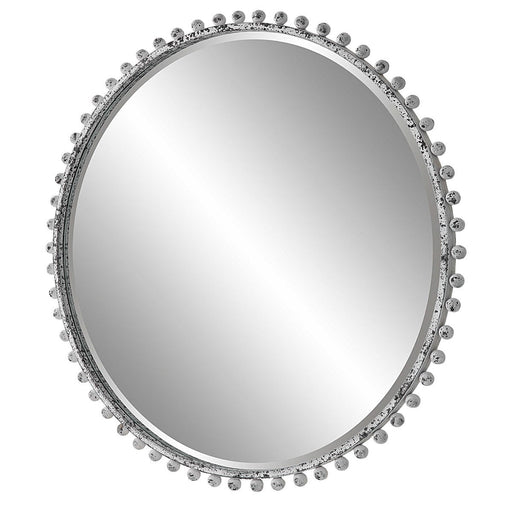 Uttermost - Taza Antique White Round Mirror - 09770 - GreatFurnitureDeal