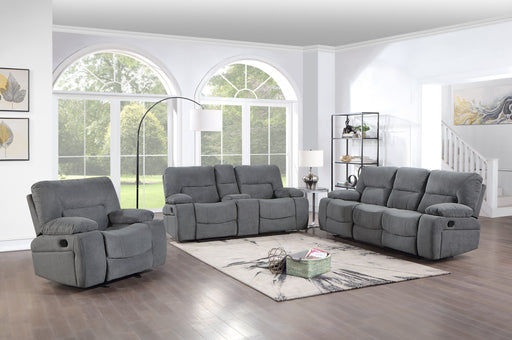 GFD Home - Ohio Manual Recliner 3Pc Living Room Set Made With Chenille Upholstery in Gray - GreatFurnitureDeal
