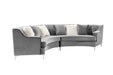 GFD Home - Grey Velvet Curved Sofa - GreatFurnitureDeal