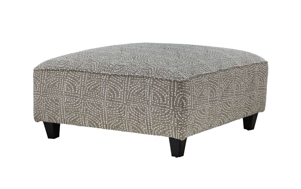 Southern Home Furnishings - Hogan Cotton Cocktail Ottoman in Grey - 109 Allegory Line Cocktal Ottoman