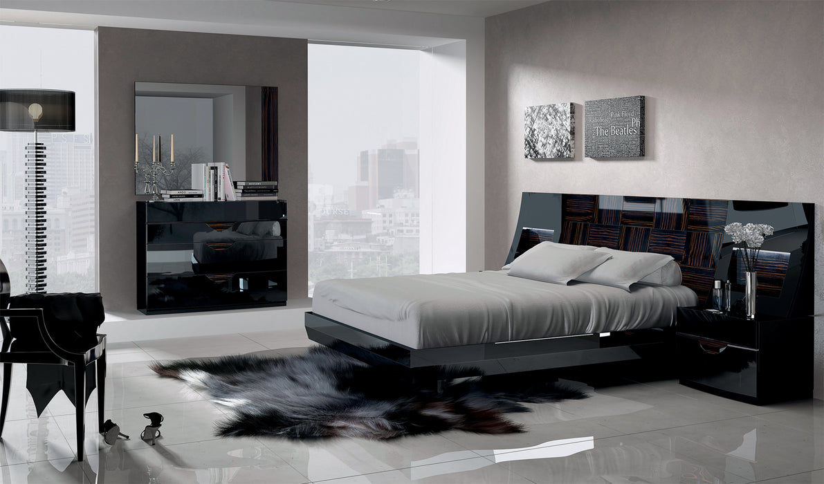 ESF Furniture - Marbella 3 Piece King Bedroom Set in Black - MARBELLAKSBED-3SET