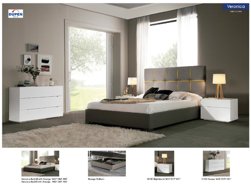 ESF Furniture - Veronica 5 Piece King Storage Bedroom Set in White - VERONICABEDKS-5SET - GreatFurnitureDeal