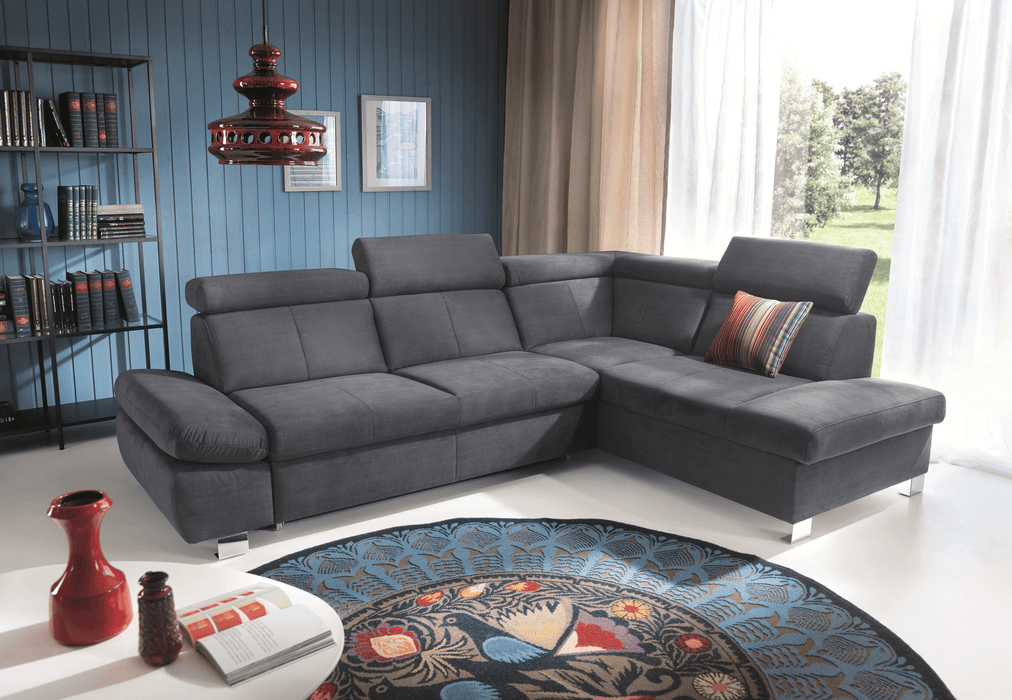 ESF Furniture - Happy Sectional w/Bed & Storage in Navy Dark Grey - HAPPYSECTIONALR