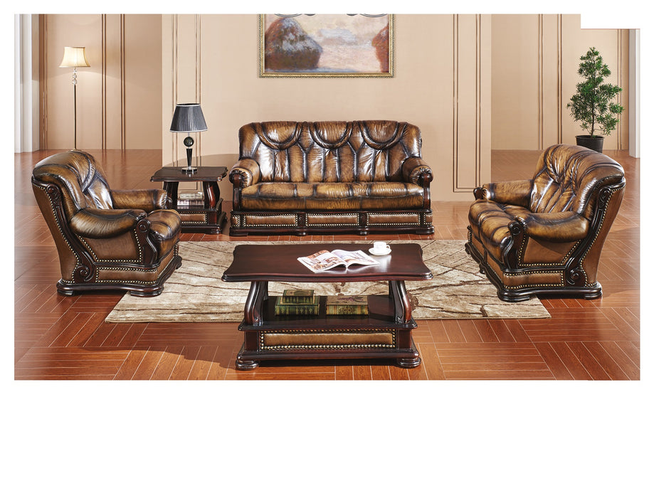 ESF Furniture - Oakman 3 Piece Living Room Set in Dark Brown - OAKMAN3F-3SET