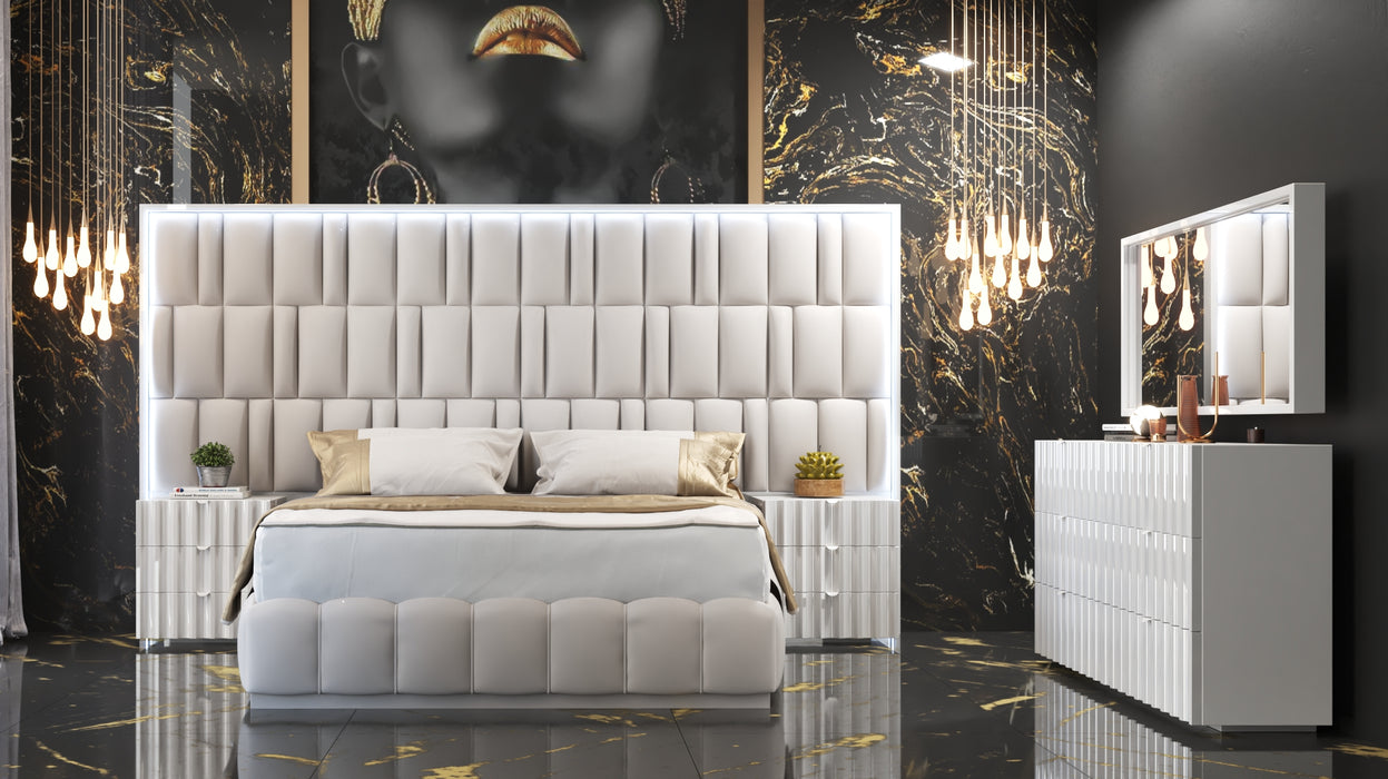 ESF Furniture - Orion 6 Piece Queen Bedroom Set in White with Light - ORIONQS-6SET - GreatFurnitureDeal