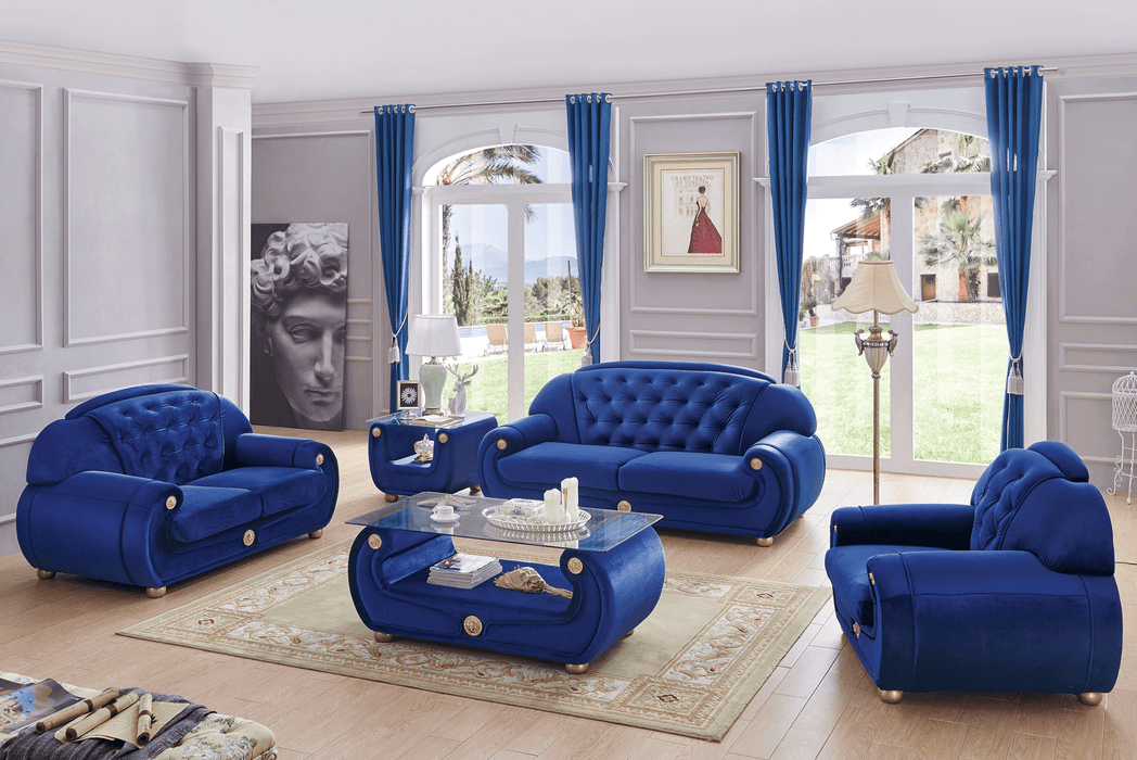 ESF Furniture -  Giza Living Room 3 Piece Living Room Set in Blue - GIZA3BLUE-3SET