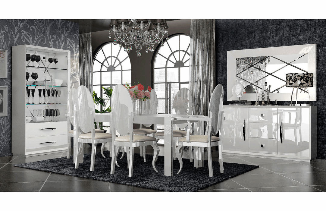 ESF Furniture - Carmen Dining Table 12 Piece Dining Room Set in White - CARMENTABLEWHITE-12SET