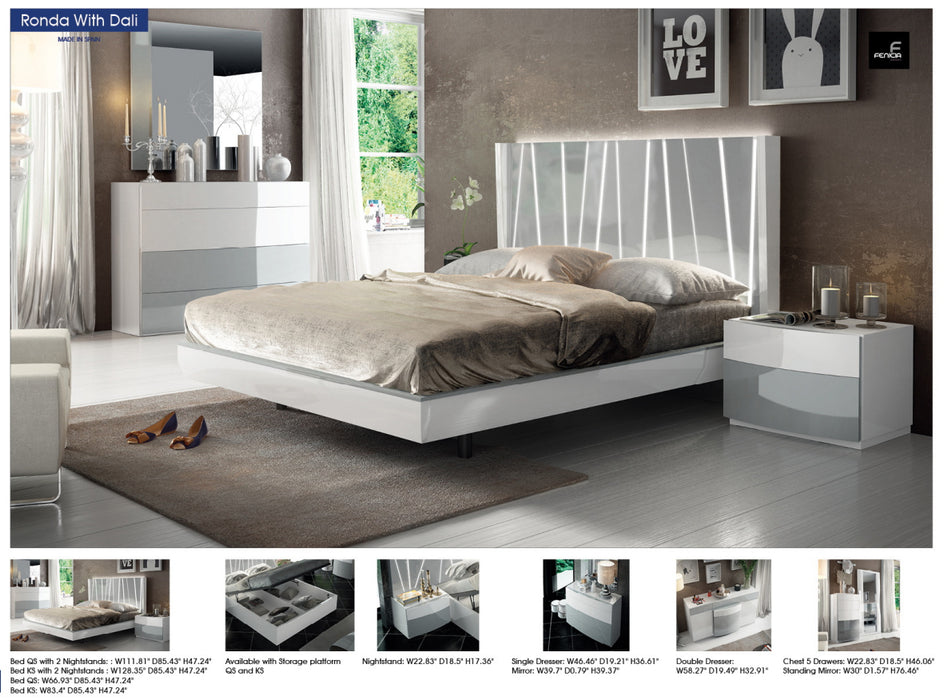ESF Furniture - Ronda Dali 5 Piece Queen Bedroom Set - RONDADALIBEDQS-5SET - GreatFurnitureDeal