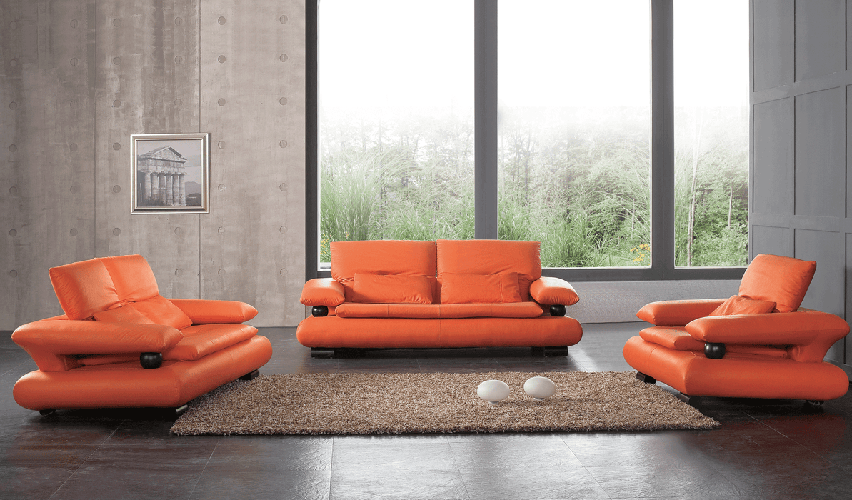 ESF Furniture -  410 Living Room 3 Piece Living Room Set in Orange - 410ORANGESLC-3SET
