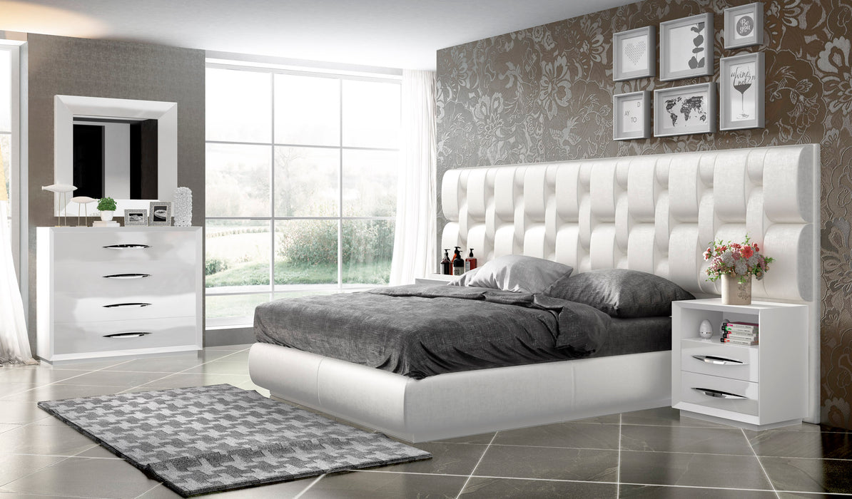 ESF Furniture - Emporio 6 Piece King Bedroom Set in White - EMPORIOWHITEKS-6SET
