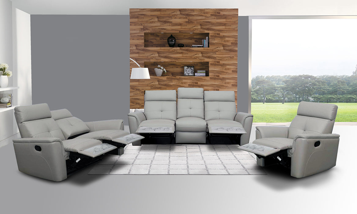 ESF Furniture -  8501 3 Piece Living w/Manual Recliner Room Set in Light Gray - 85013LIGHTGREYSLC-3SET