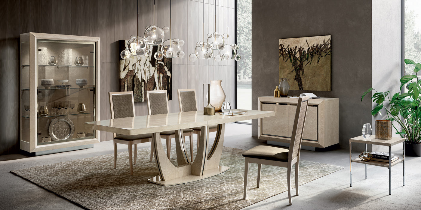 ESF Furniture - Elite Ivory with Ambra 9 Piece Dining Room Set w-1ext - ELITE2DRBUFFETIVORY-9SET