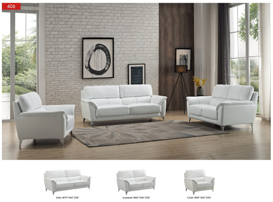 ESF Furniture - 406 Living Room 3 Piece Living Room Set in White - 406 OWHITESLC-3SET - GreatFurnitureDeal