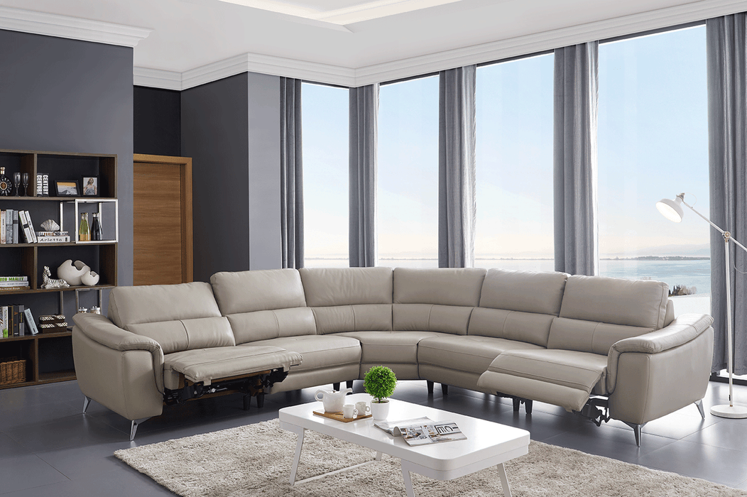 ESF Furniture - 951 Sectional Sofa with 2 Electric recliners in light Grey Taupe - 951SECTIONALR
