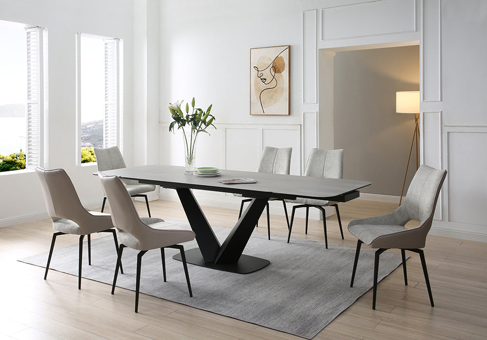 ESF Furniture - 9189 Dining Table 3 Piece Dining Room Set in Beige/Brown - 9189TABLEBROWN-3SET