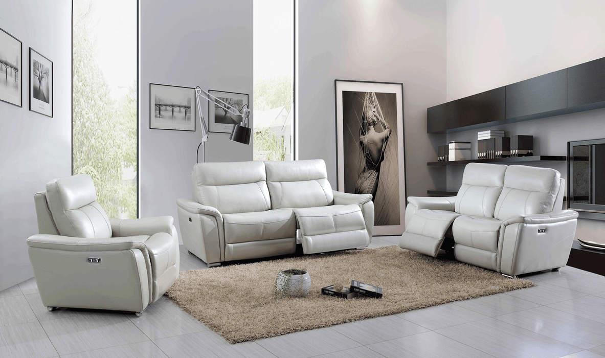ESF Furniture - 1705 Living Room 3 Piece Living w/Electric Recliner Room Set in Light Gray - 1705SLC-3SET - GreatFurnitureDeal