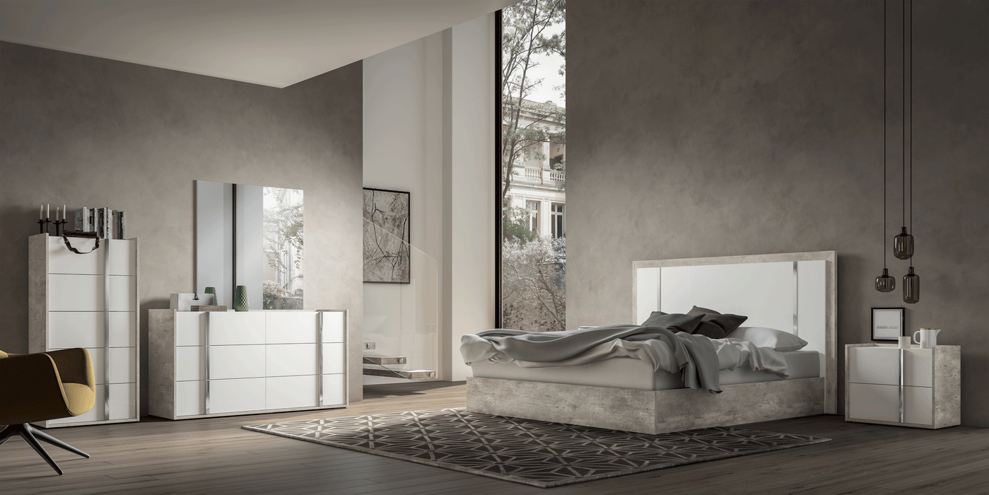 ESF Furniture - Treviso 5 Piece Queen Bedroom Set in White - TREVISOBEDQS-5SET - GreatFurnitureDeal