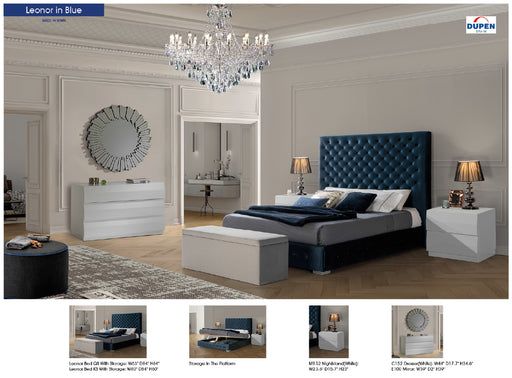 ESF Furniture - Leonor 5 Piece Queen Storage Bedroom Set in Blue - LEONORBEDQSBLUE-STORAGE-5SET - GreatFurnitureDeal