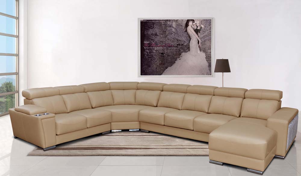 ESF Furniture - 8312 Sectional Sofa with Sliding Seats in Beige - 8312SECTIONALLEFT
